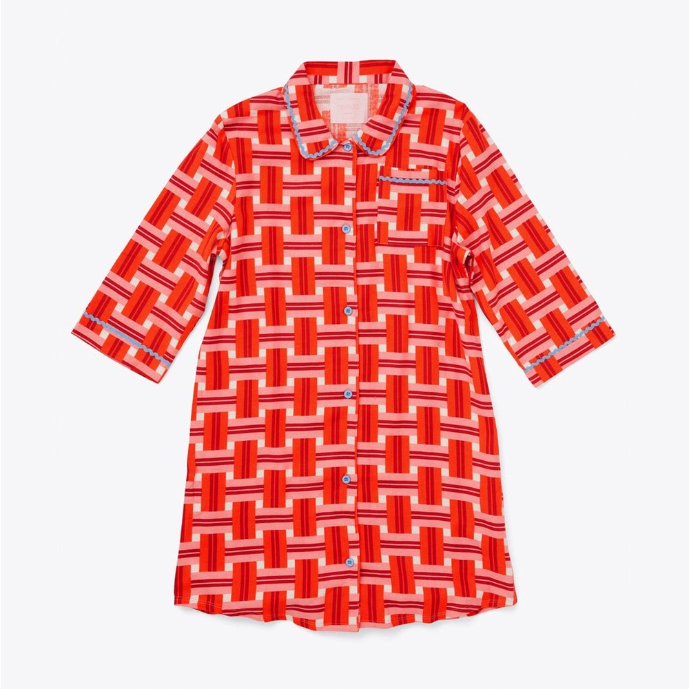 NWT ban.do 3/4 sleeve leisure dress in basket plaid medium